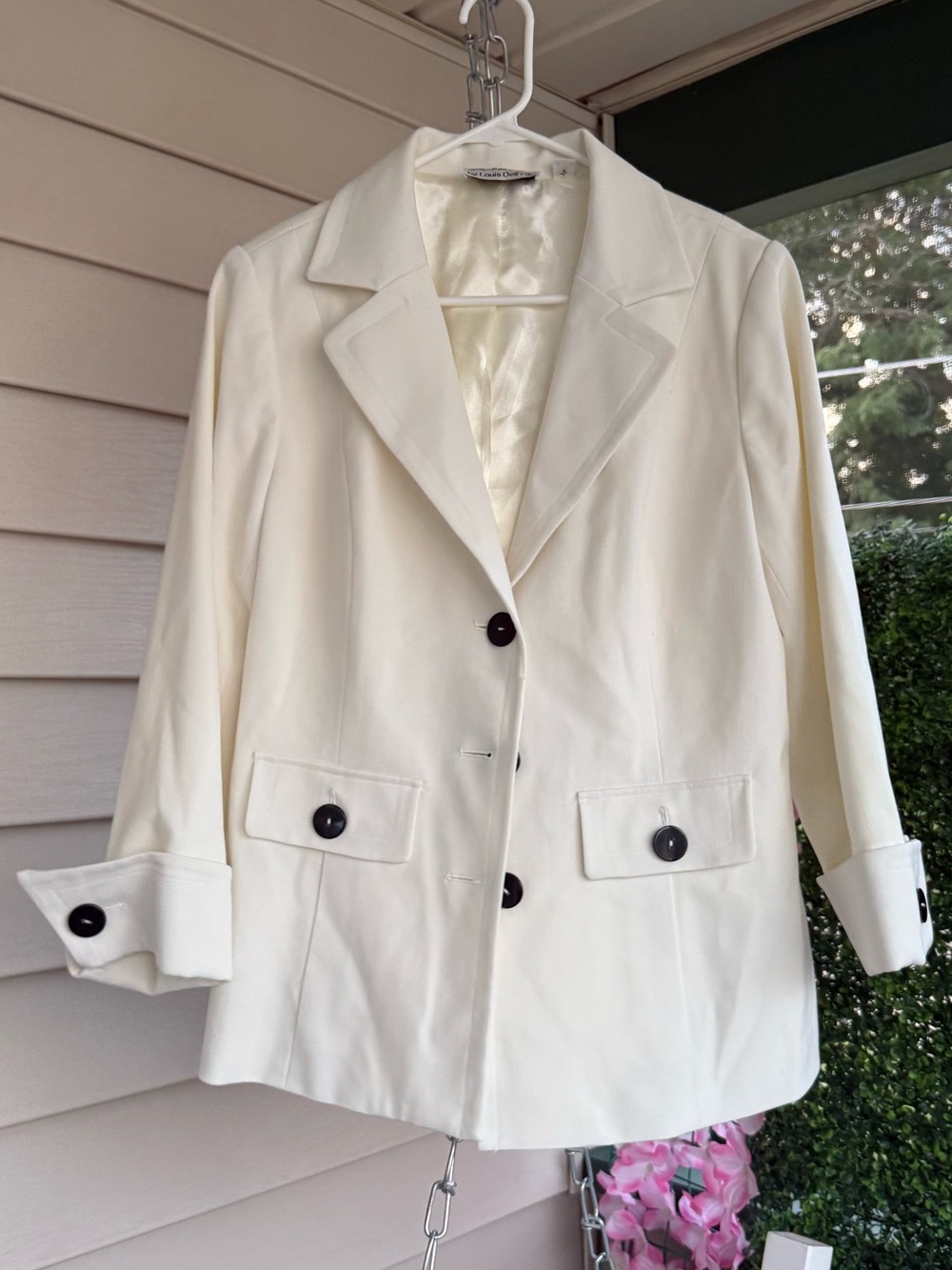 Linea by Louis Dell’Olio Winter White Blazer Black Buttons M